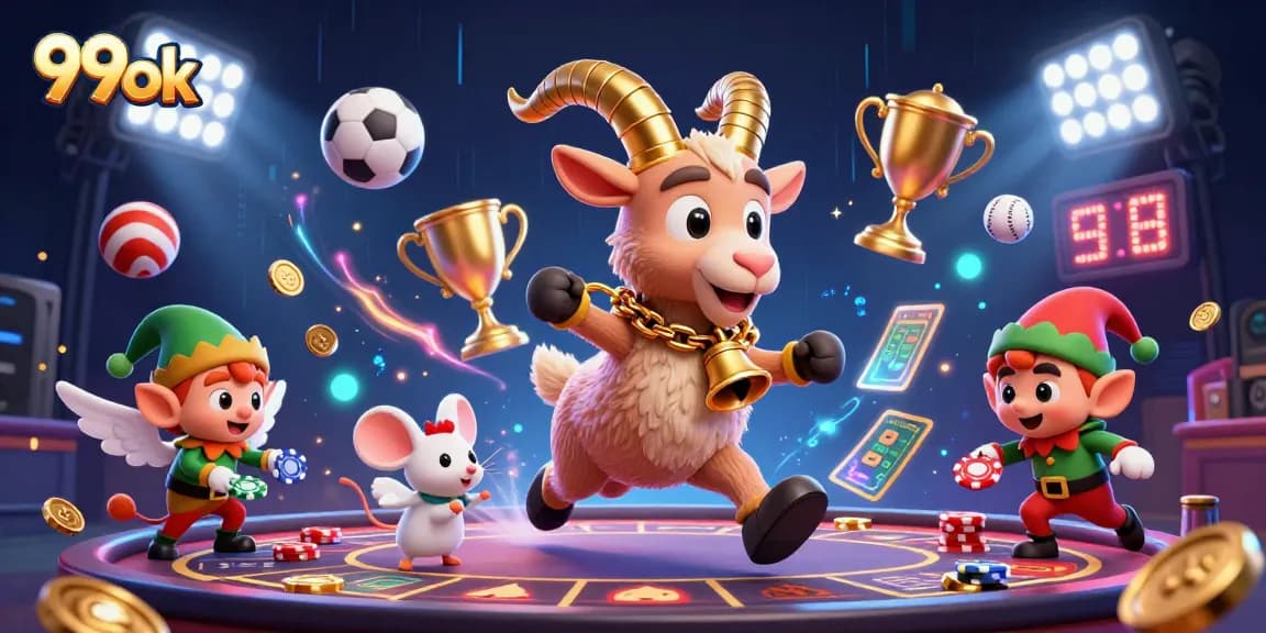 Experience thrilling games at 99ok casino with an enchanting Krampus goat and playful elf gremlins.