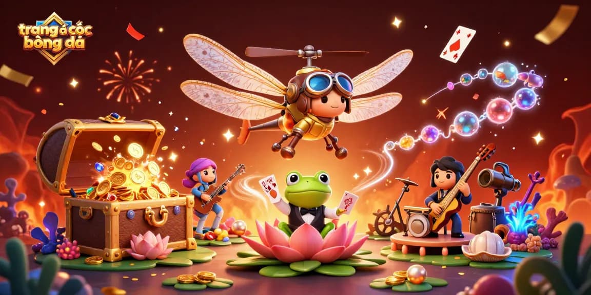 Engage in thrilling action at trang cá cược bóng đá with energetic 3D cartoon characters above a vibrant casino setting.