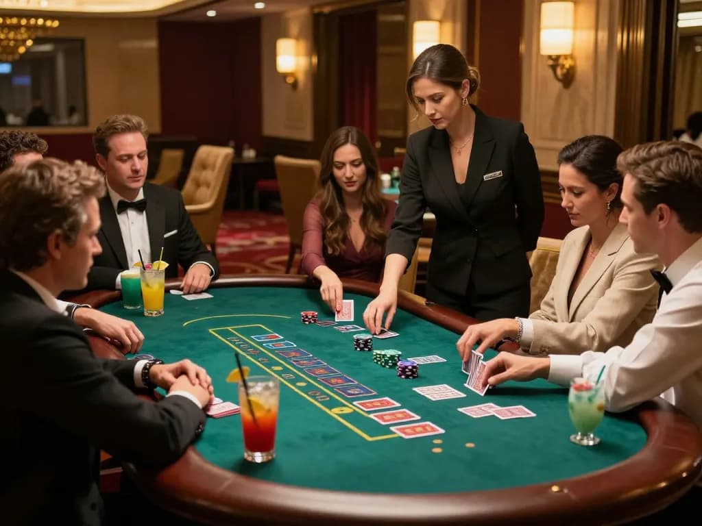 Players engaging in a high-stakes blackjack game at mb66 casino, showcasing strategic gameplay.