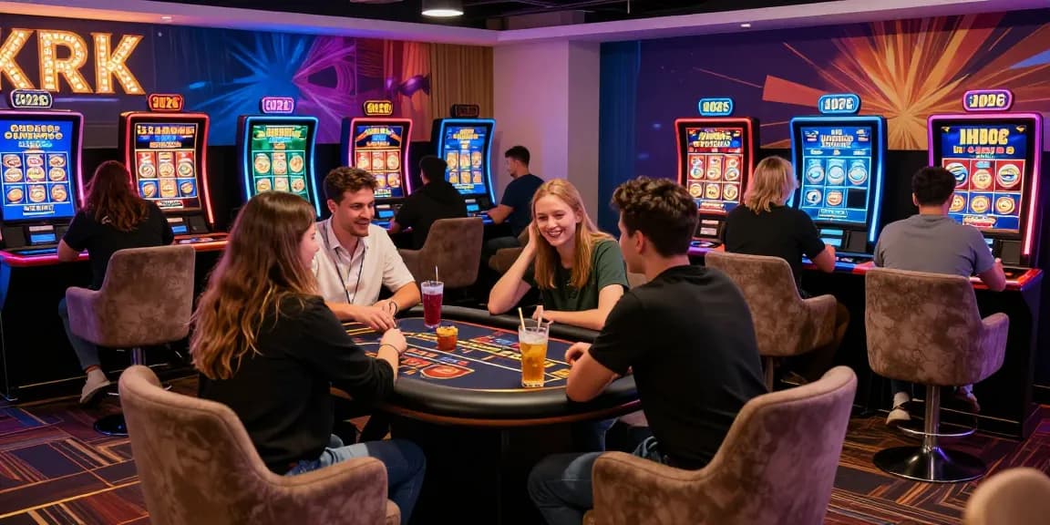 Exciting scene of players engaged in credit card casinos UK with vibrant gaming atmosphere and social interaction.