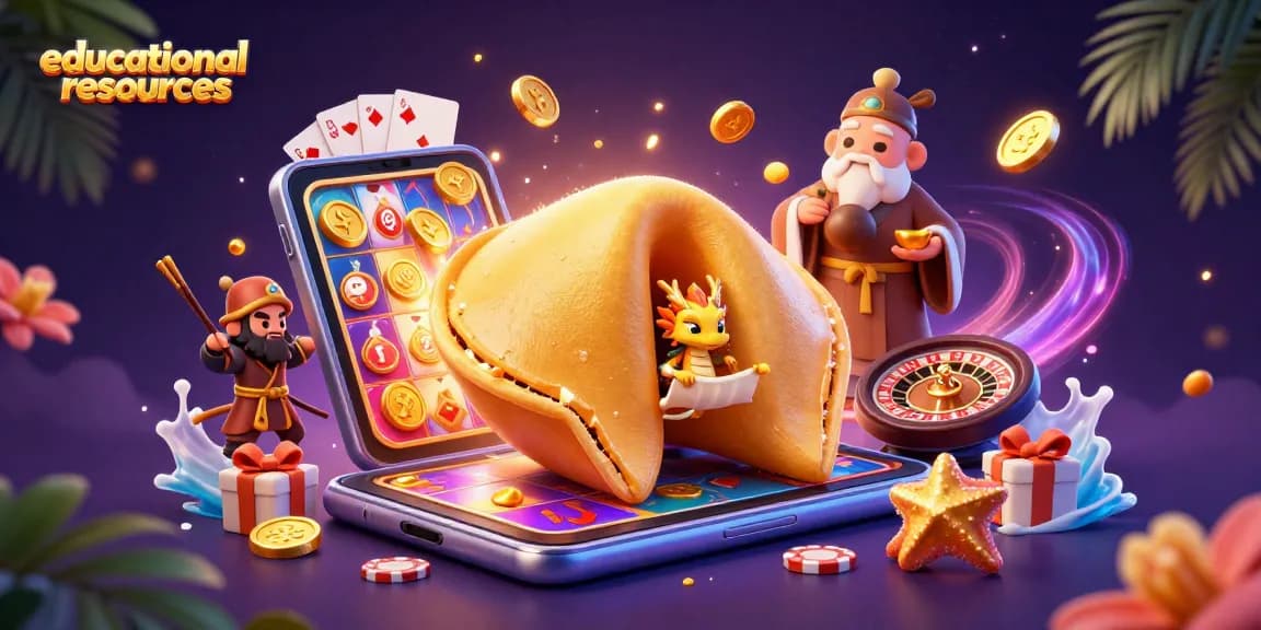 Explore educational resources with a vibrant 3D casino illustration filled with gaming elements.