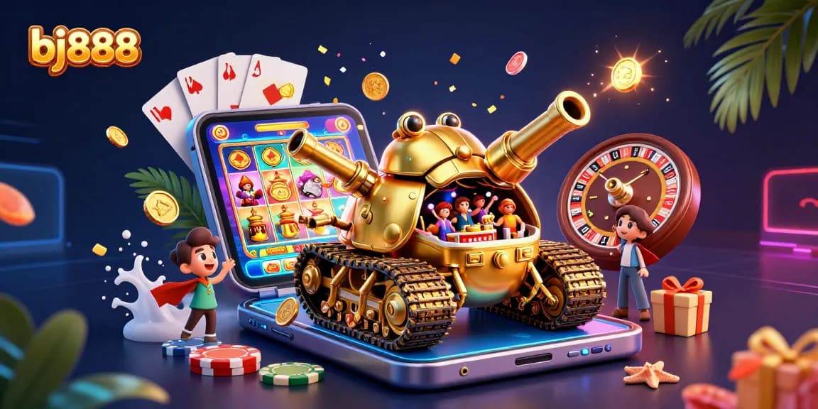 Experience thrilling action at bj888 with a golden beetle tank revealing a casino inside!