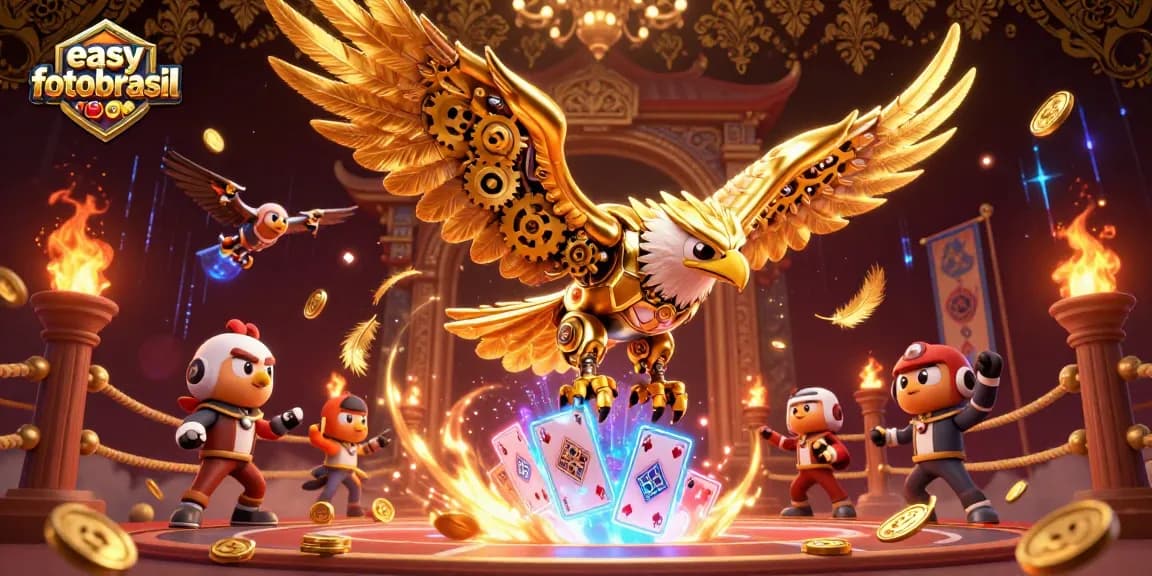 Experience the thrill of betting with easyfotobrasil as golden eagle dives into a sea of holographic playing cards.