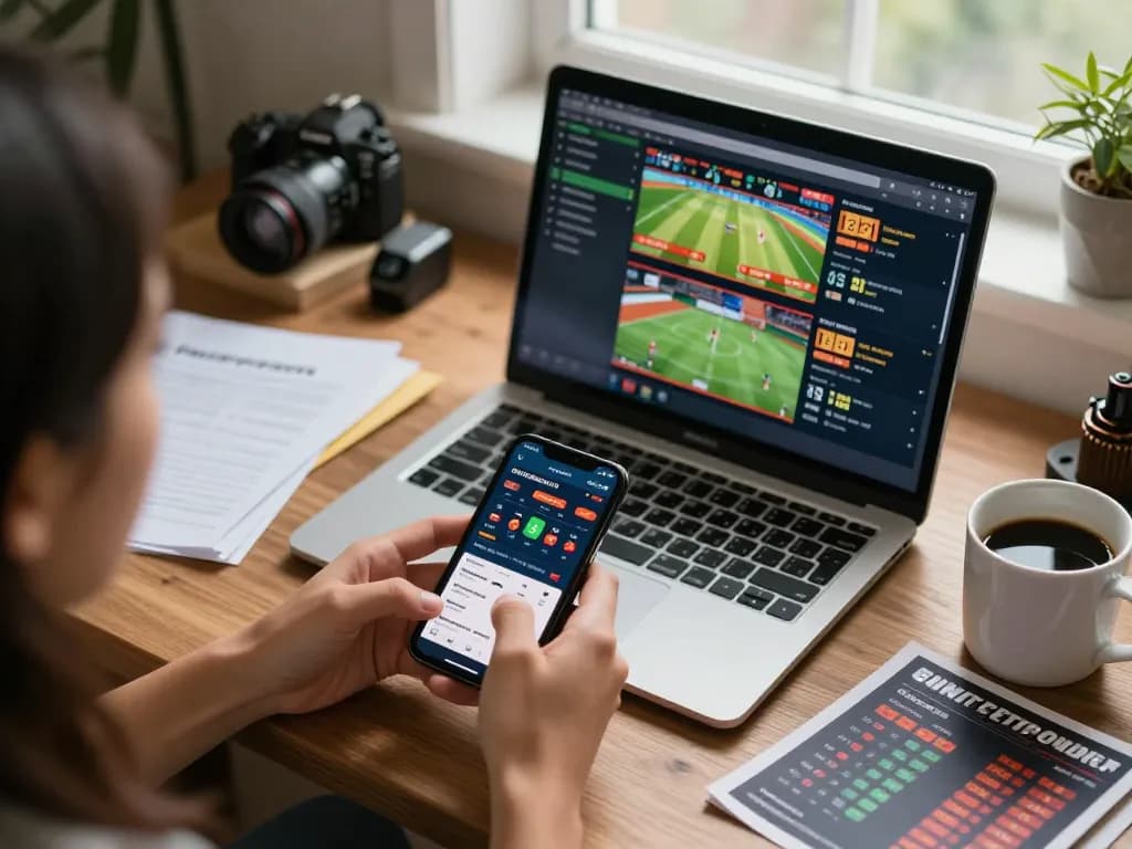 Engaging in online sports betting on keonhacaii with live odds displayed on smartphone