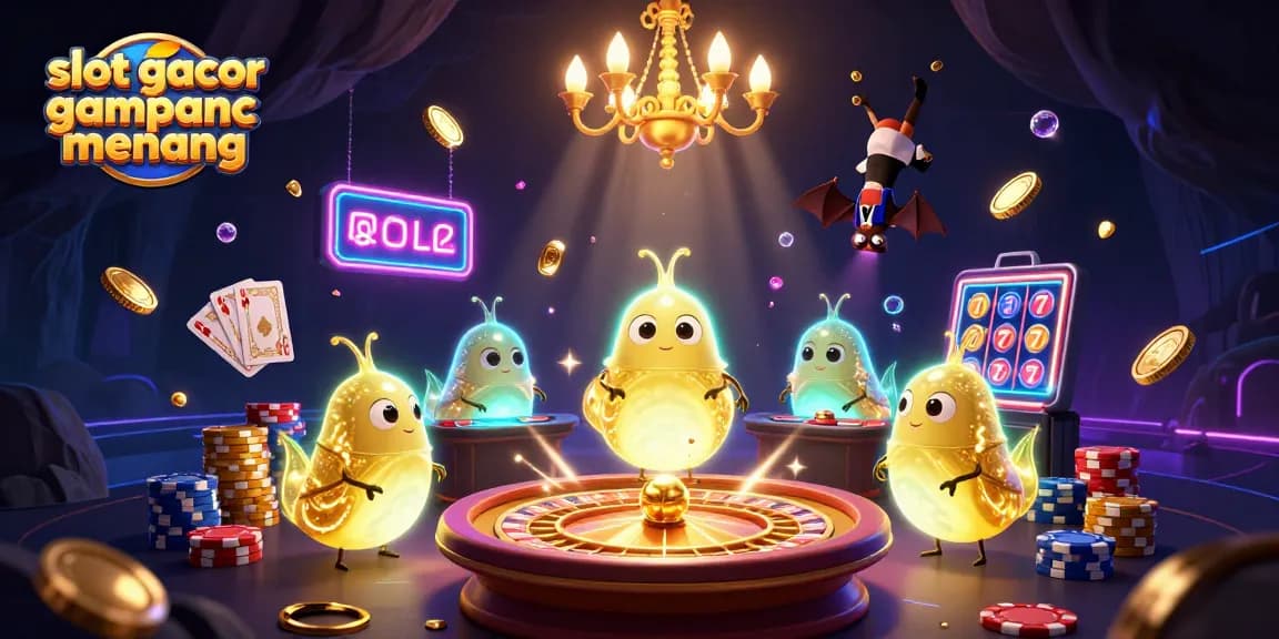 Experience slot gacor gampang menang with colorful casino elements featuring bioluminescent glowworms.
