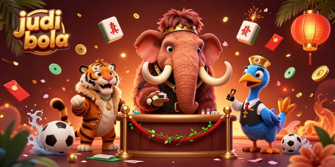 Join the spirited judi bola scene with a woolly mammoth bouncer, saber-tooth tiger, and dynamic sports elements.