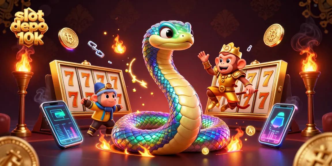 Experience enhanced gaming with slot depo 10k as a vibrant 3D illustration featuring a playful monkey king.