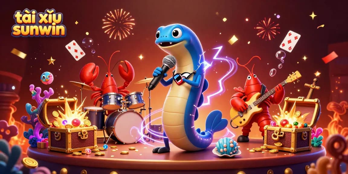 Tài xỉu sunwin ignites excitement with a DJ eel and a band in a vibrant underwater casino.