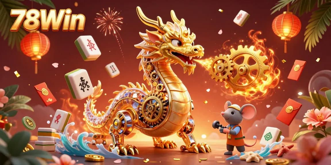 Experience the thrill of winning at 78Win with a vibrant 3D illustration showcasing engaging casino elements and characters.