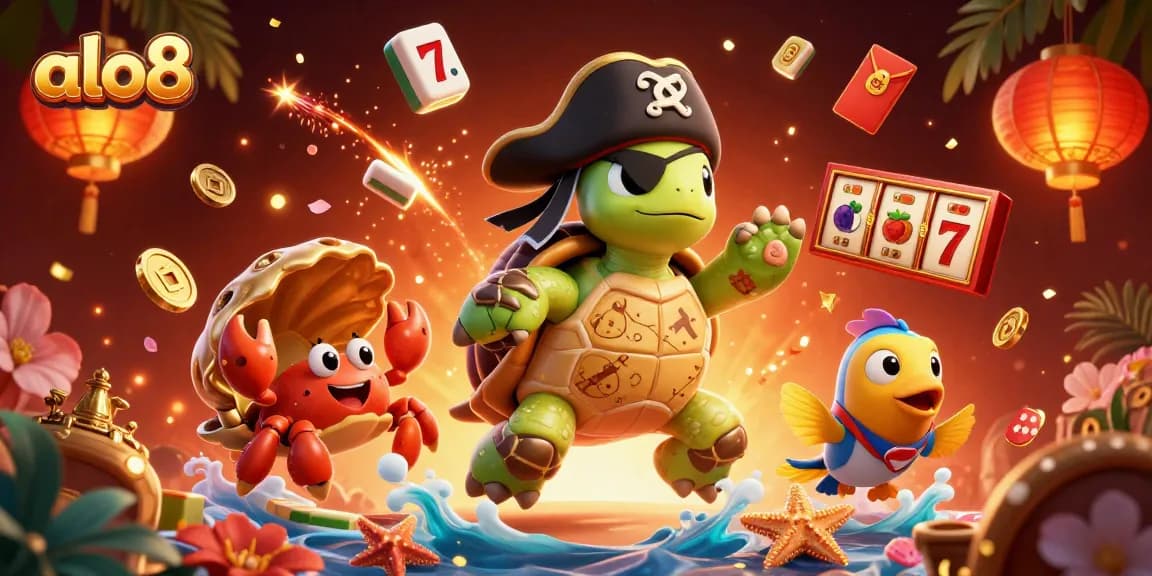 Experience the thrilling adventures of alo8 in a vibrant, dynamic casino scene featuring treasure and fun.