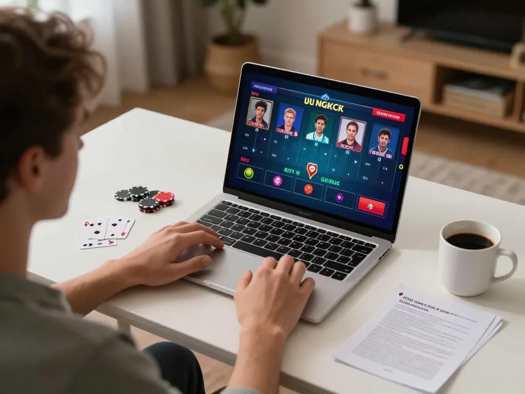 Engaging in live dealer blackjack on ee88's online platform with an inviting home setup.