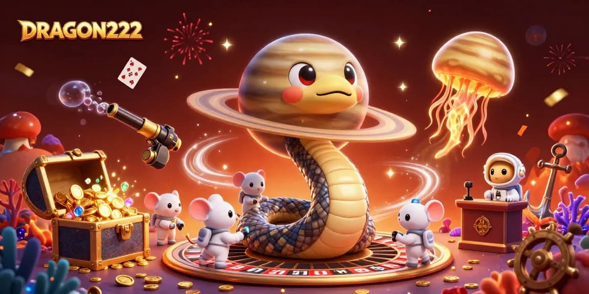 Experience gaming excitement with DRAGON222's interactive slot features alongside lively characters.