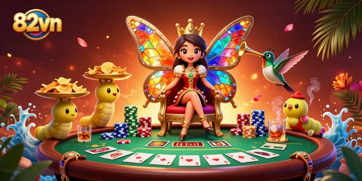 Join the excitement at 82vn with a vibrant casino scene featuring poker elements.
