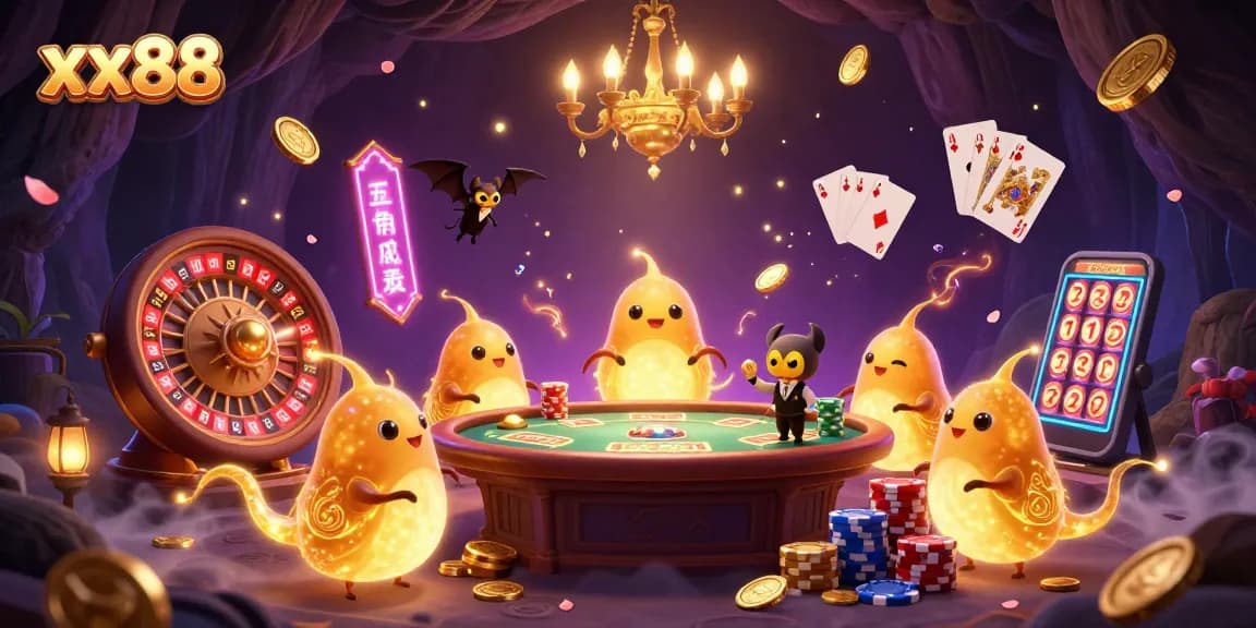 Experience excitement at xx88 with glowworms brightening the cave casino, bat dealer, and flying coins!