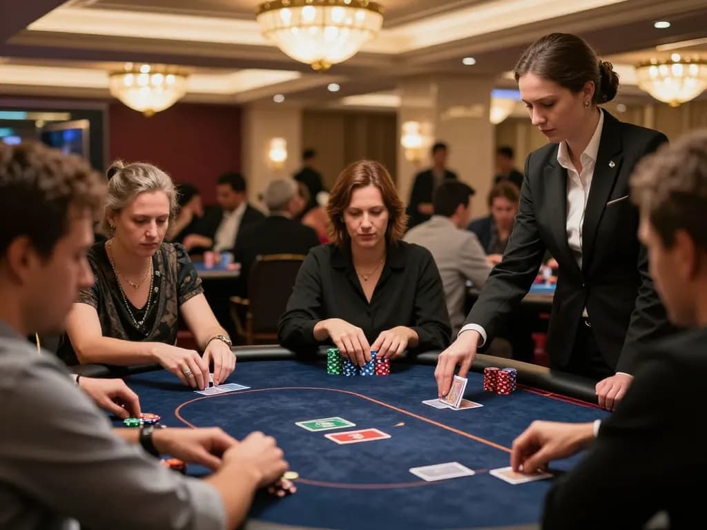 VT88 players strategizing in an exclusive poker game at a luxury casino.