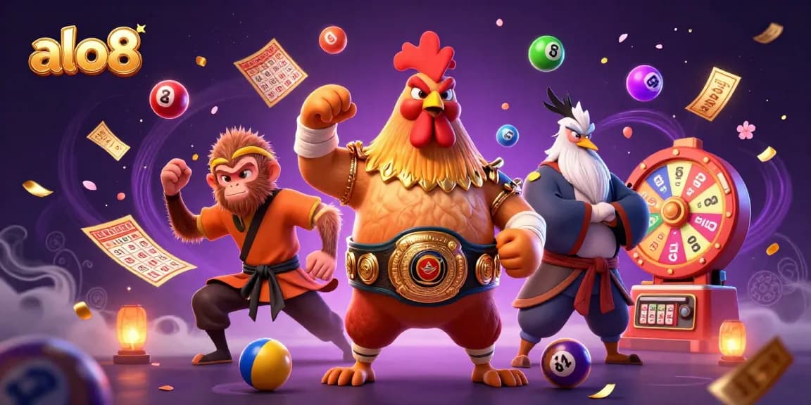 Experience exciting slots and gaming at alo8 with vibrant characters and lively casino elements.
