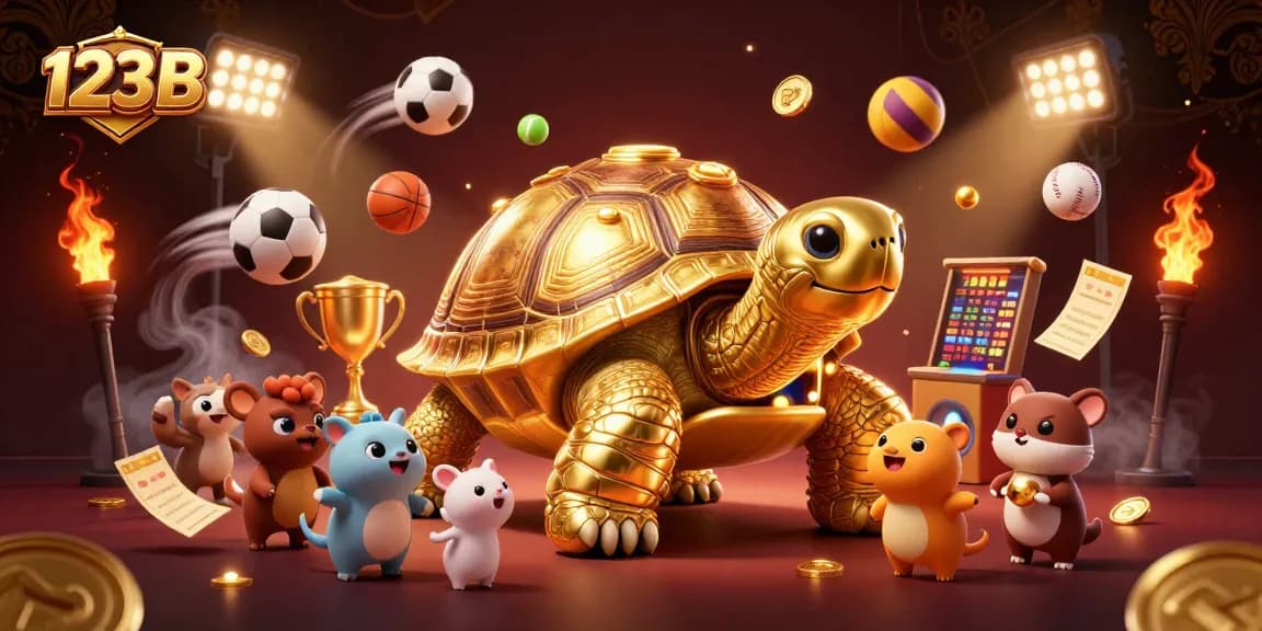 Experience winning moments with 123 B, where a joyful tortoise and exciting gameplay collide.