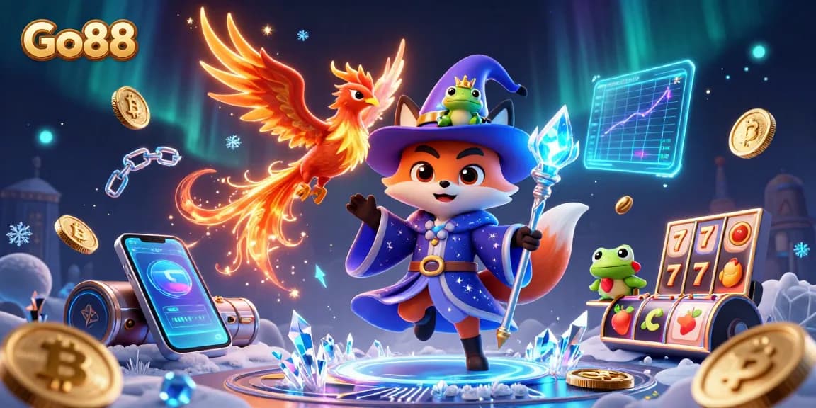Engage with Go88's vibrant casino experience featuring magical characters and vibrant gaming elements.