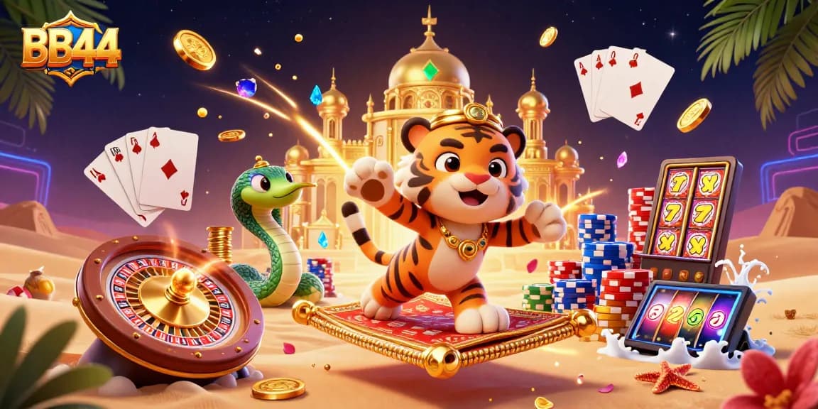 Experience the thrill of BB44 casino with a dazzling scene of gaming magic and excitement