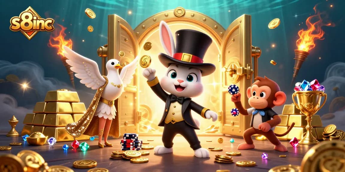 Experience thrilling wins at s8inc with a magical casino scene filled with gold coins and fun characters.