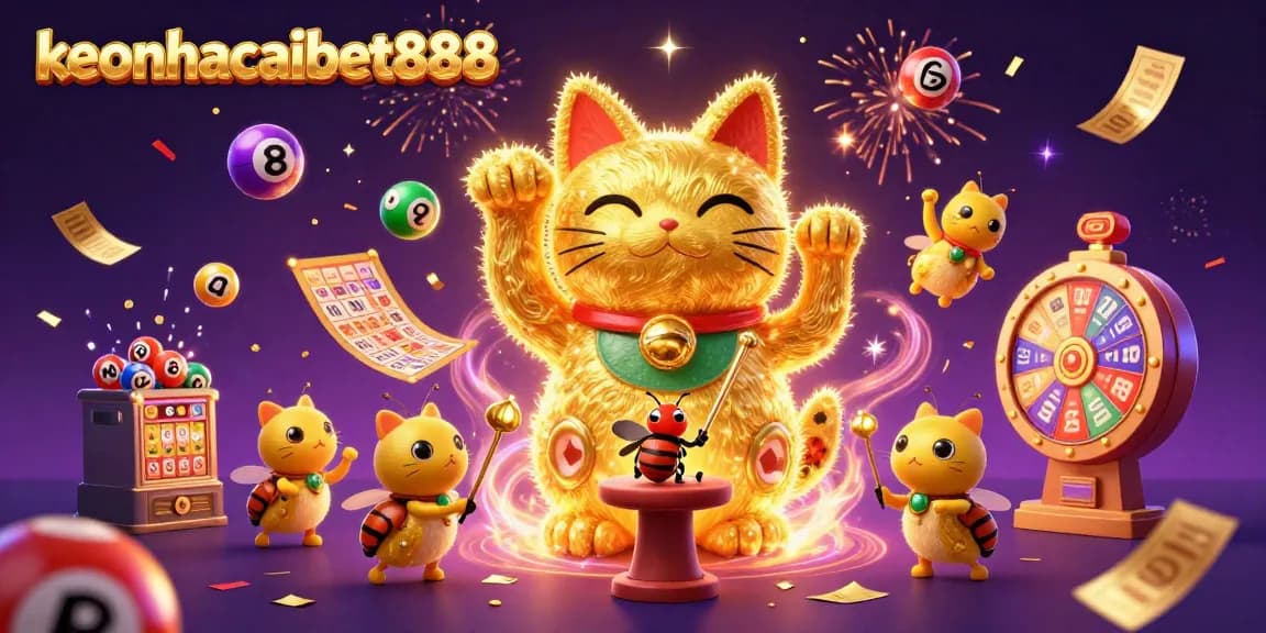 Engage in winnings at keonhacaibet888 with a vibrant illustration of lucky themes and dynamic casino elements.