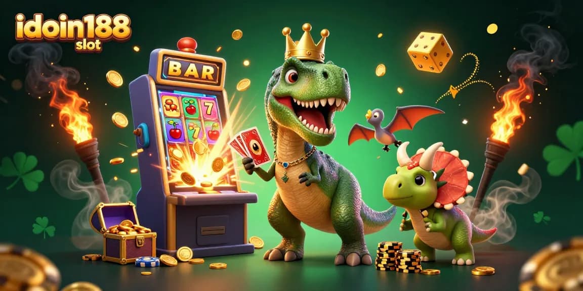 Experience the thrilling idcoin188 slot with lively characters and jackpot elements in this immersive illustration.