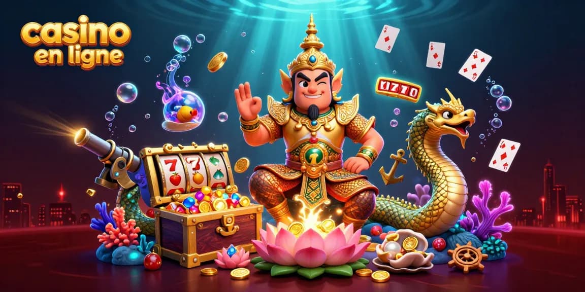 Jouez à des jeux palpitants sur un casino en ligne avec une ambiance colorée et festive.