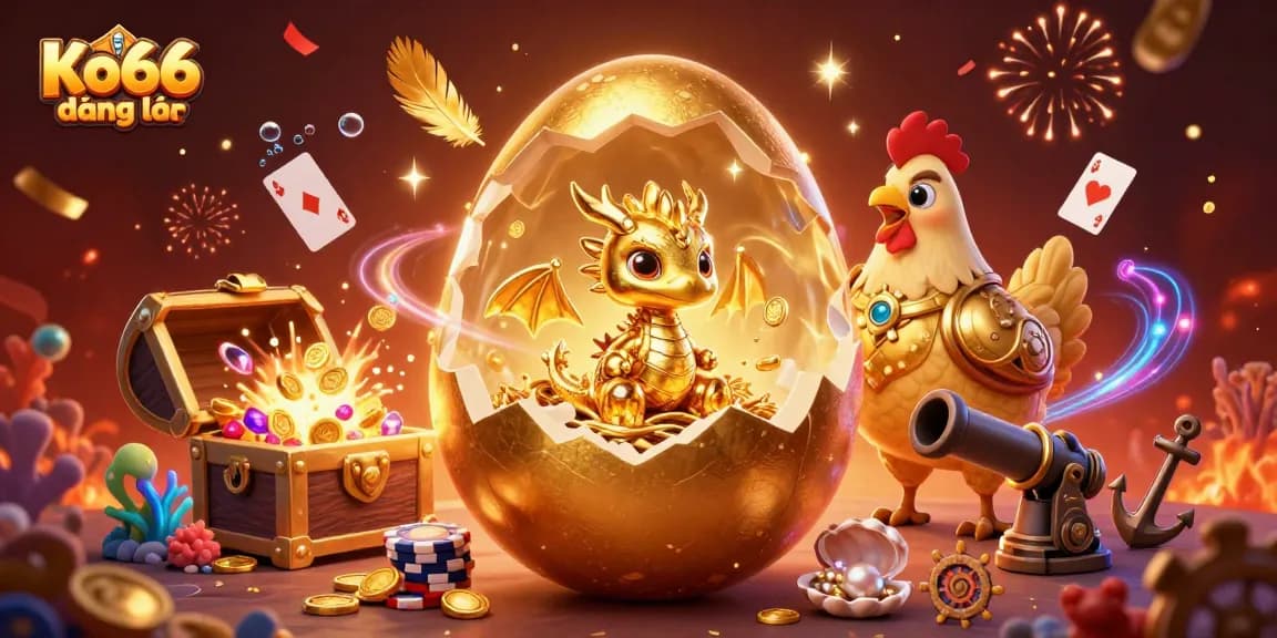 Engage in thrilling gameplay at Ko66 đăng nhập with a vibrant depiction of golden gaming elements.