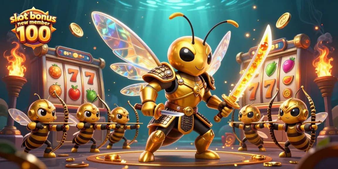 Spin for glory with slot bonus new member 100 in this dynamic casino illustration!