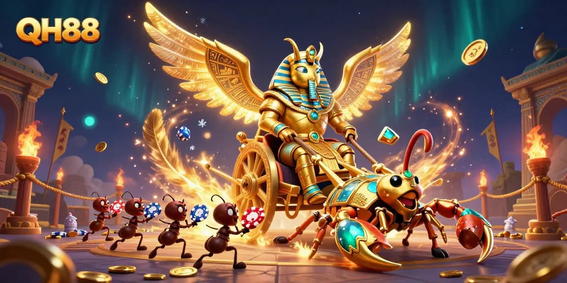 Engage with the vibrant QH88 gaming experience, witnessing thrilling action and mythical elements.