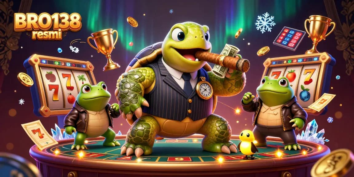 Experience excitement with BRO138 resmi, featuring a dynamic scene of casino fun and vibrant slot elements.