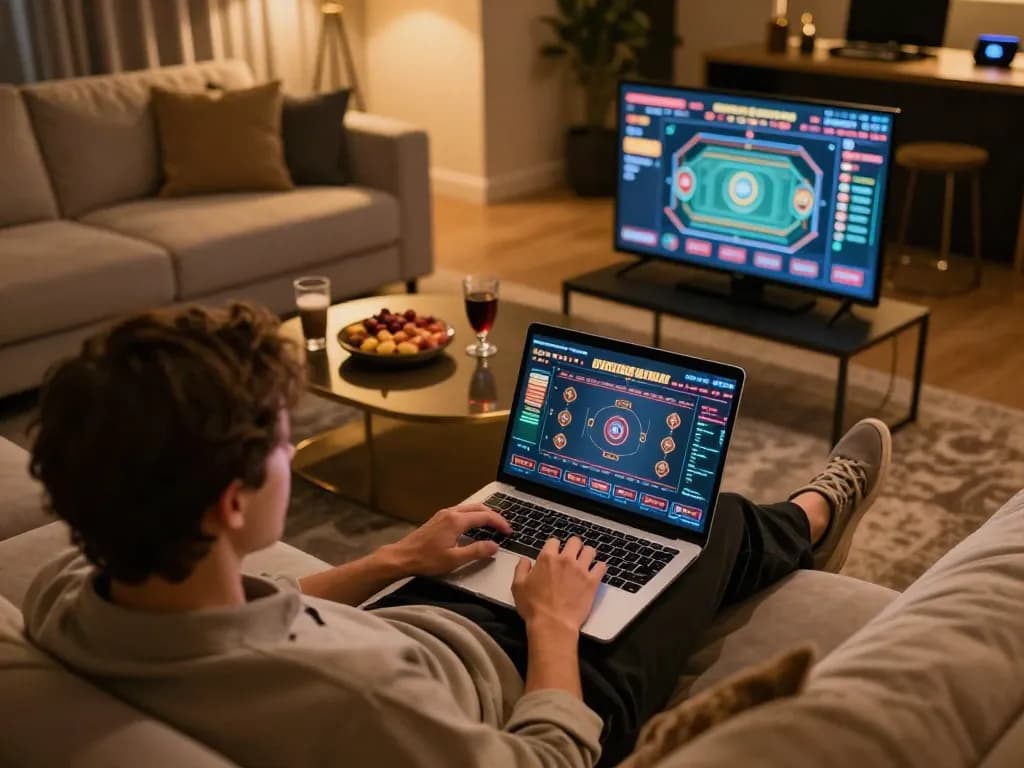 VIN88 gaming experience with an engaging online casino setup and warm ambiance