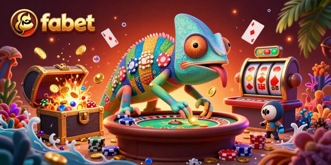 Experience vibrant games at fabet's 3D digital casino with colorful characters and dynamic gold interactions.