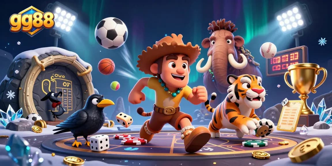 Engage with gg88's vibrant 3D casino scene showcasing action-packed elements and characters.