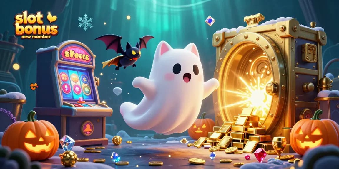 Spin to win with the slot bonus new member in an exciting haunted casino atmosphere.