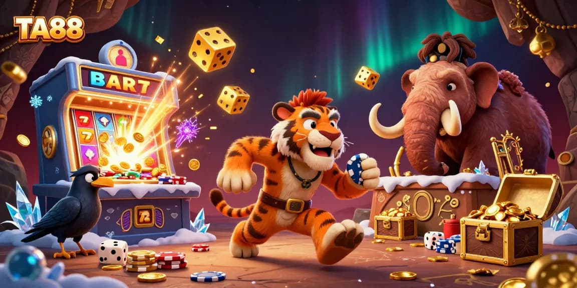 Experience thrilling victories at TA88 casino with lively characters and vibrant slot machines.