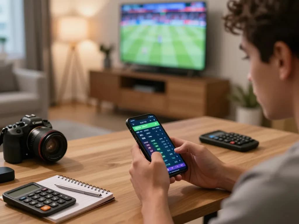 sc88 user engaged in online sports betting session with smartphone displaying live odds and statistics