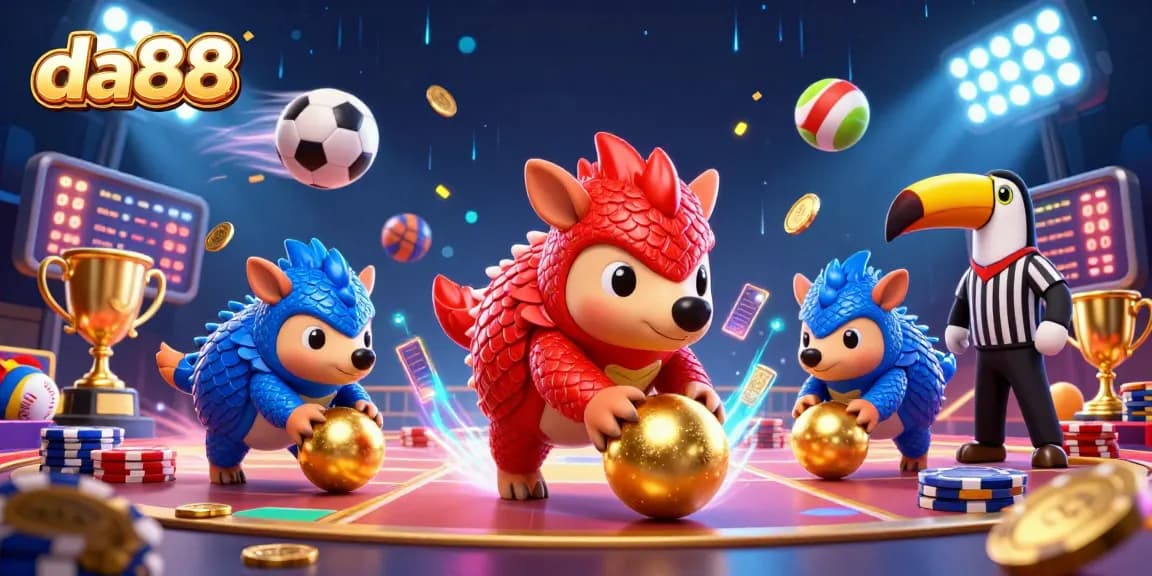 da88 sports betting action illustrated with rival pangolins and dynamic game elements.