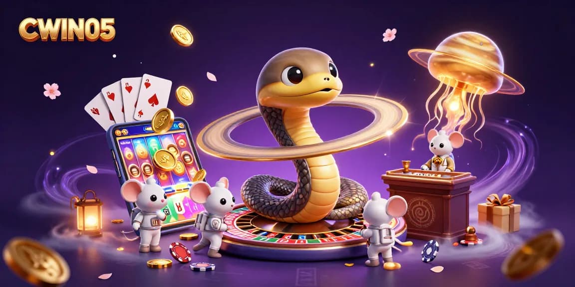 Experience the thrill of CWIN05 with a vibrant 3D casino scene featuring games and bets in action.