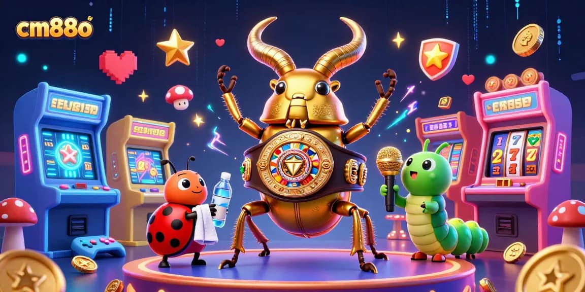 cm88o features a dynamic boxing scene with a golden beetle and vibrant casino elements.