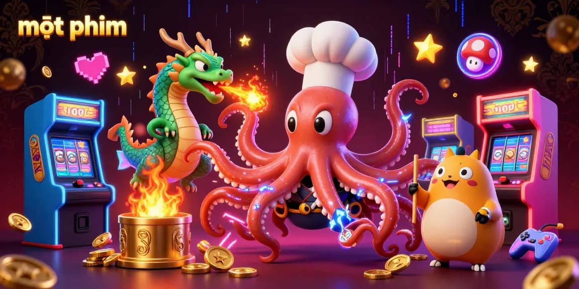 Experience the excitement of mọt phim with a colorful casino scene featuring animated characters and gambling elements.