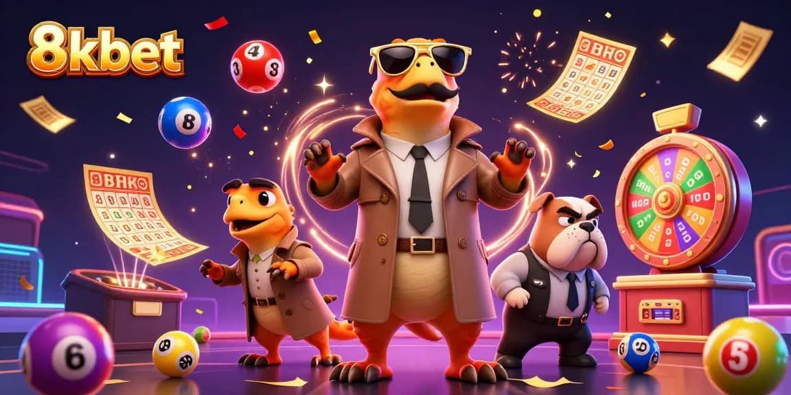 Experience winning thrills with 8kbet in a vibrant casino scene filled with dynamic elements.