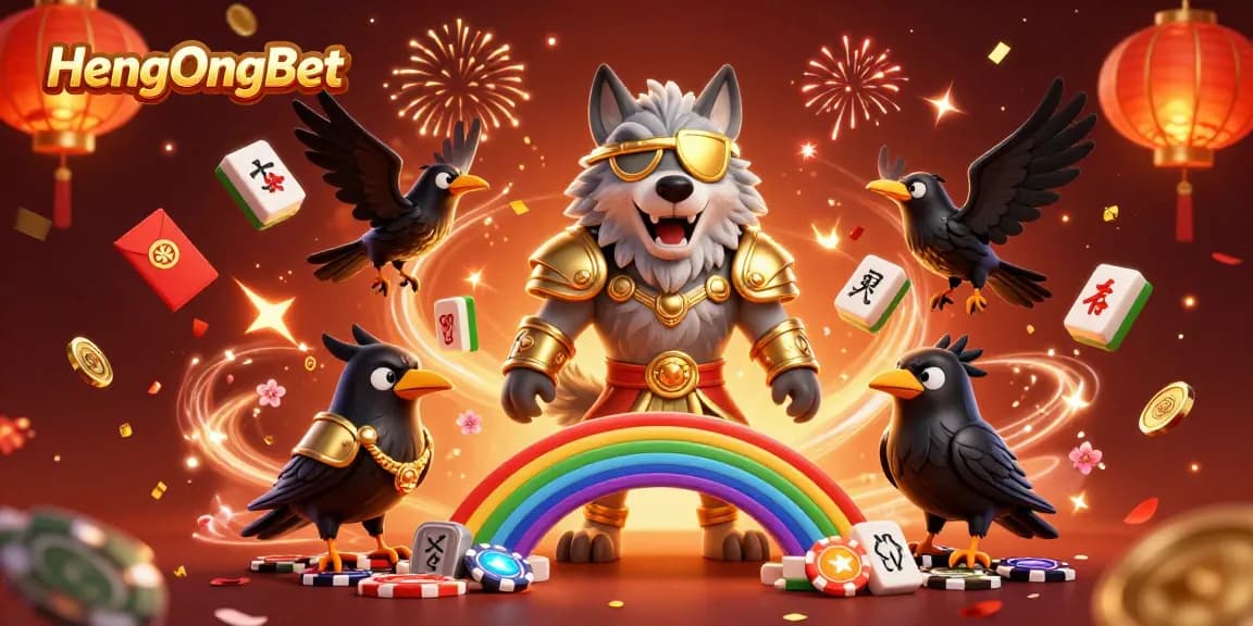 Experience the magic of HengOngBet through vibrant casino illustrations with Norse mythology characters.