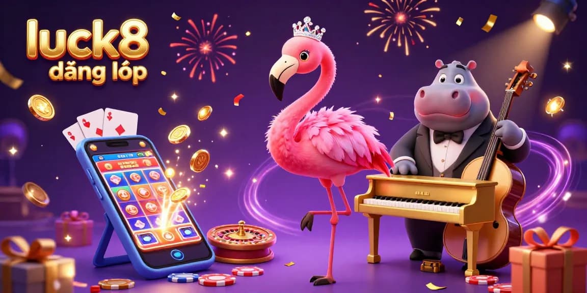 Experience excitement with luck8 đăng nhập in this vibrant casino scene of a flamingo singer and hippo bassist.