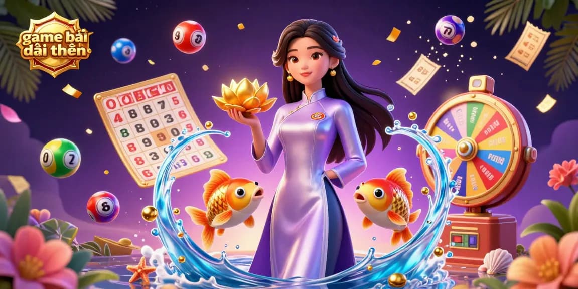 Experience the excitement of game bài đổi thưởng with vibrant elements like a spinning prize wheel in a dynamic illustration.