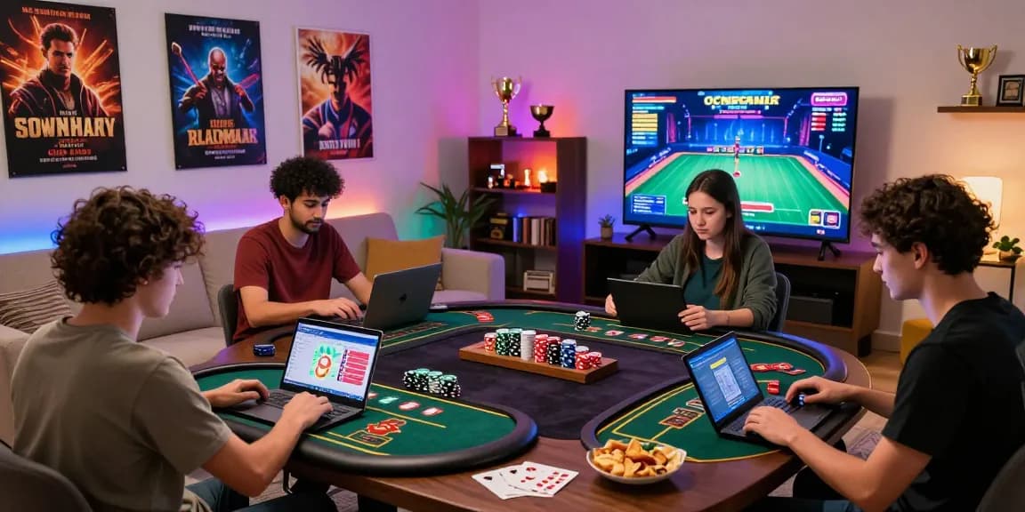 Engaged players experiencing the thrill of credit card casinos in a vibrant home gaming setup.