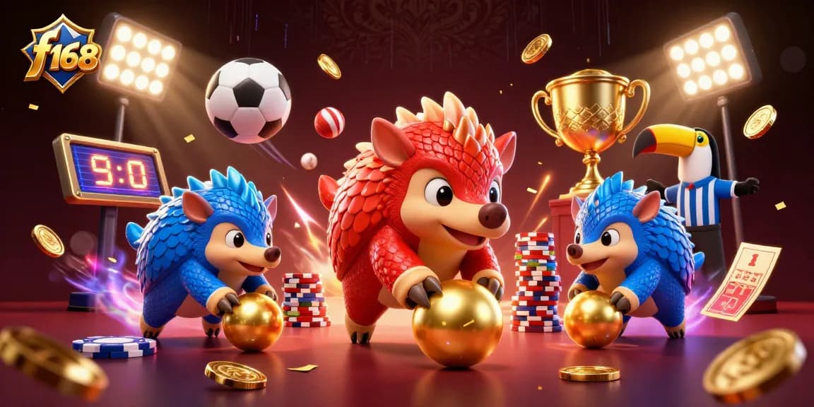 Experience competitive thrills with f168 as rival pangolins roll through golden balls and poker chips.