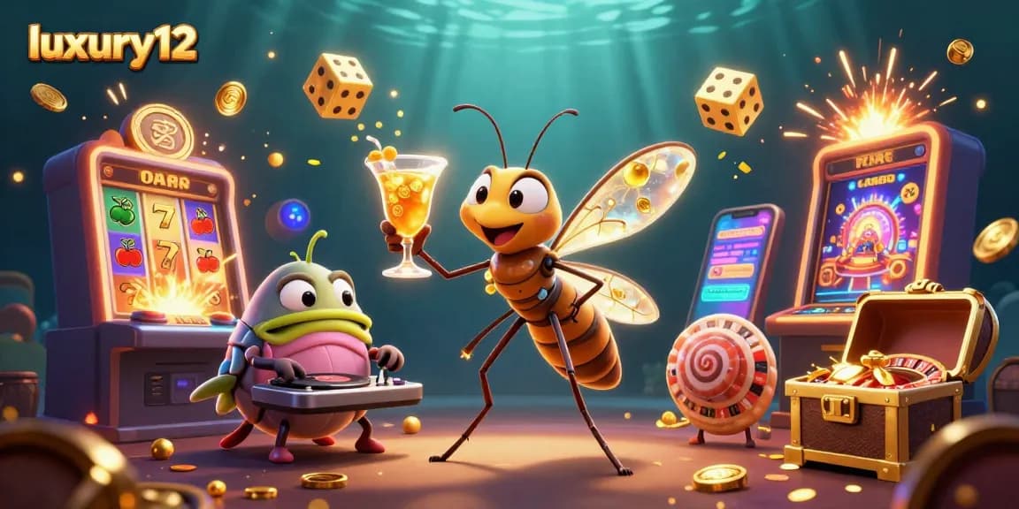 Engage with luxury12 and immerse in the vibrant casino scene featuring a 3D mosquito mascot.