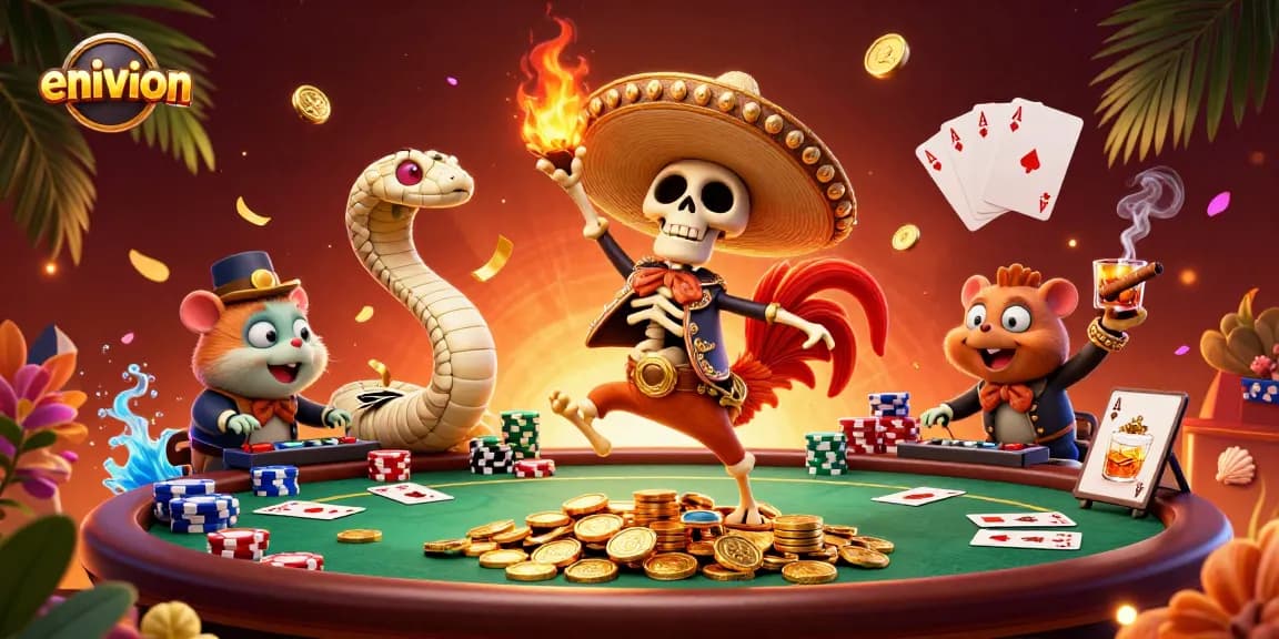Catch the excitement at environ's vibrant 3D casino scene with lively characters and dynamic game elements.