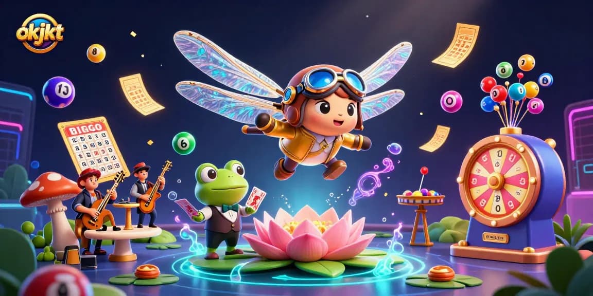 Menangkan peluang di kasino okjkt dengan kartu dan bola lotere berwarna-warni.